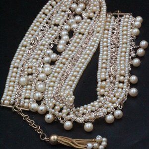 SPECTACULAR FAUX PEARL HIGH END RUNWAY DANGLE HIP WAIST BELT